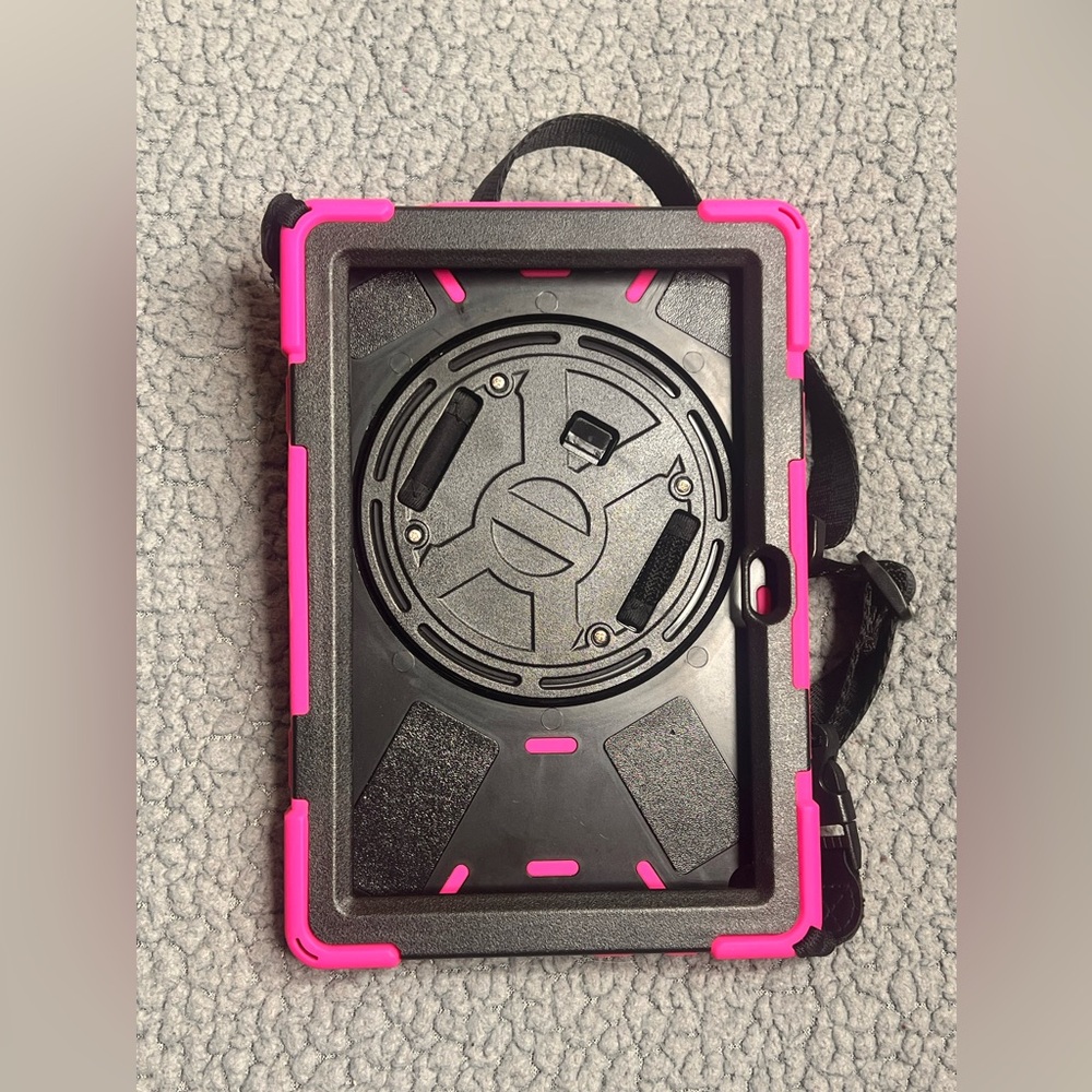 Pink Tablet Case With Stand, Hand Strap And Shoulder Strap